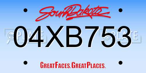 04XB753 South Dakota License Plate