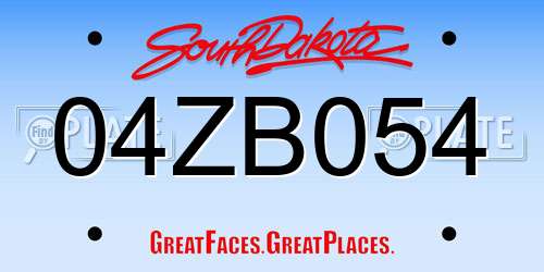 04ZB054 South Dakota License Plate