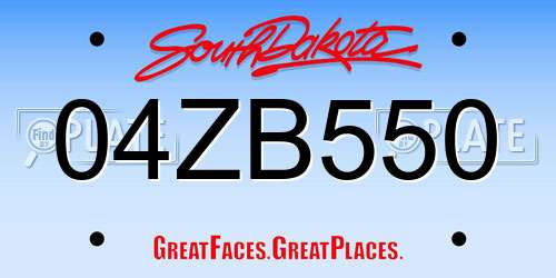 04ZB550 South Dakota License Plate