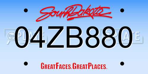 04ZB880 South Dakota License Plate