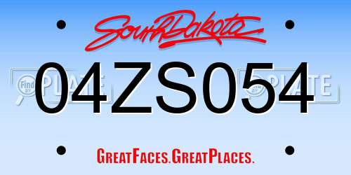 04ZS054 South Dakota License Plate
