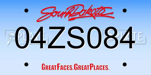 04ZS084 South Dakota License Plate