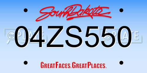 04ZS550 South Dakota License Plate