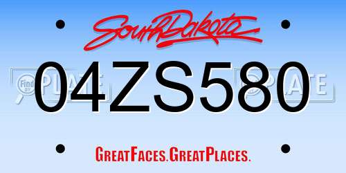 04ZS580 South Dakota License Plate