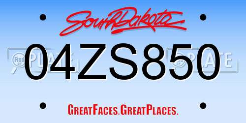 04ZS850 South Dakota License Plate