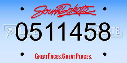 0511458 South Dakota License Plate