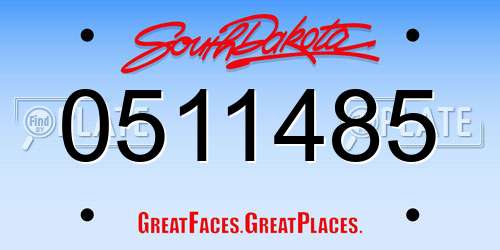 0511485 South Dakota License Plate