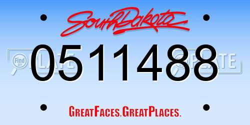 0511488 South Dakota License Plate