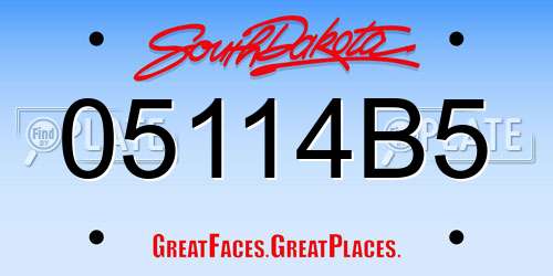 05114B5 South Dakota License Plate