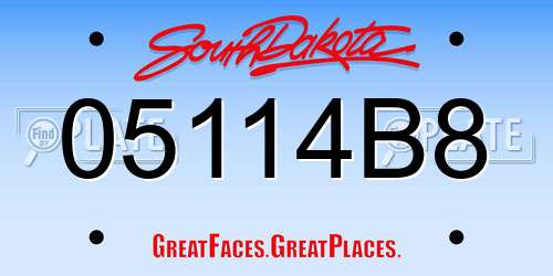 05114B8 South Dakota License Plate