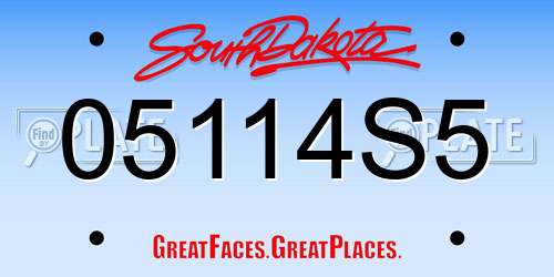 05114S5 South Dakota License Plate