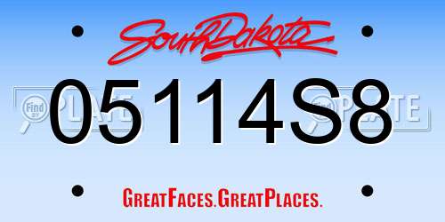 05114S8 South Dakota License Plate