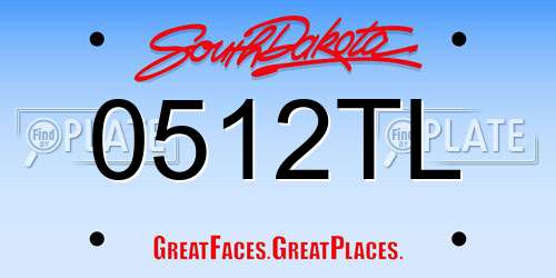 0512TL South Dakota License Plate