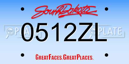 0512ZL South Dakota License Plate