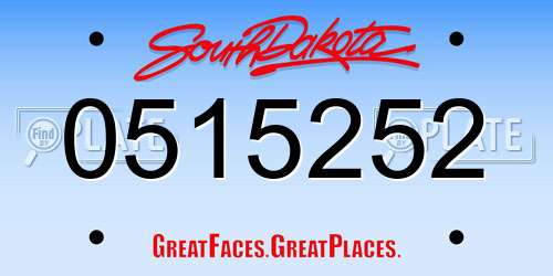 0515252 South Dakota License Plate