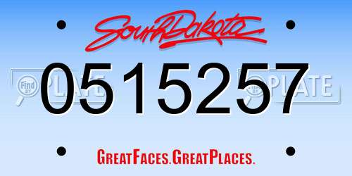 0515257 South Dakota License Plate