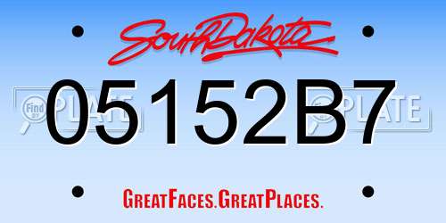 05152B7 South Dakota License Plate