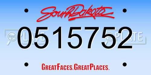 0515752 South Dakota License Plate