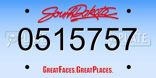 0515757 South Dakota License Plate