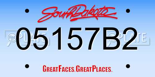 05157B2 South Dakota License Plate