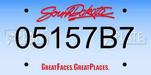 05157B7 South Dakota License Plate