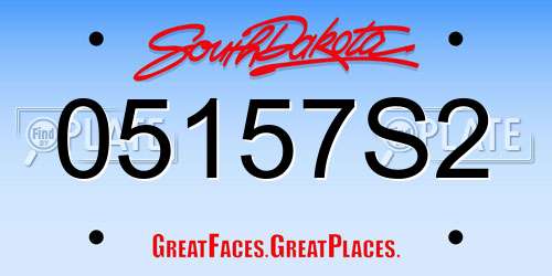 05157S2 South Dakota License Plate