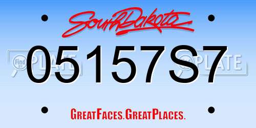 05157S7 South Dakota License Plate