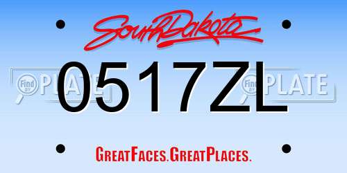 0517ZL South Dakota License Plate
