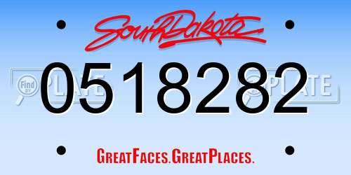0518282 South Dakota License Plate