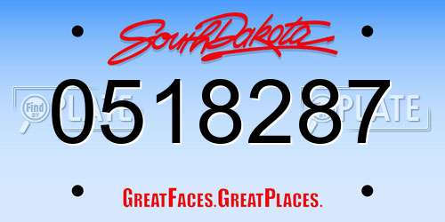 0518287 South Dakota License Plate