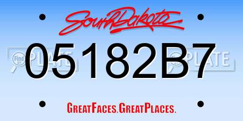 05182B7 South Dakota License Plate