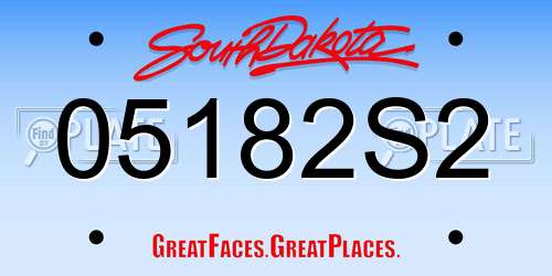 05182S2 South Dakota License Plate