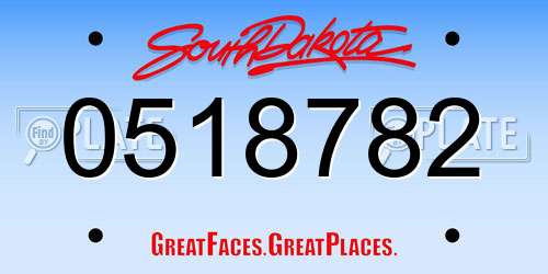 0518782 South Dakota License Plate