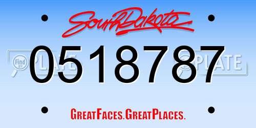 0518787 South Dakota License Plate