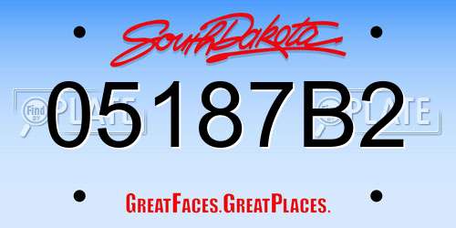 05187B2 South Dakota License Plate