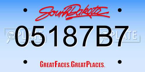 05187B7 South Dakota License Plate