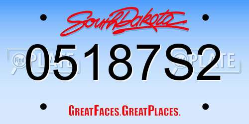 05187S2 South Dakota License Plate