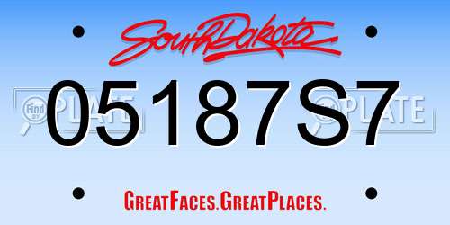 05187S7 South Dakota License Plate