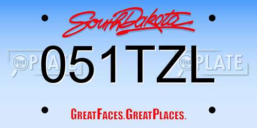 051TZL South Dakota License Plate