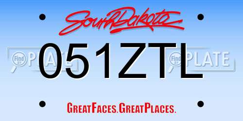 051ZTL South Dakota License Plate