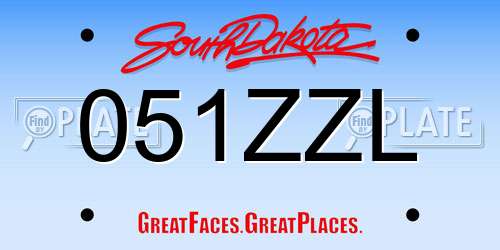 051ZZL South Dakota License Plate