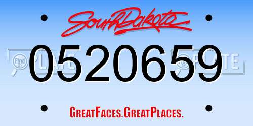 0520659 South Dakota License Plate