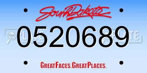 0520689 South Dakota License Plate