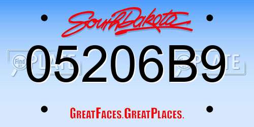 05206B9 South Dakota License Plate