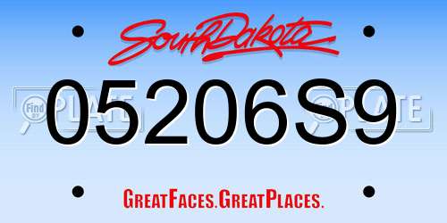 05206S9 South Dakota License Plate