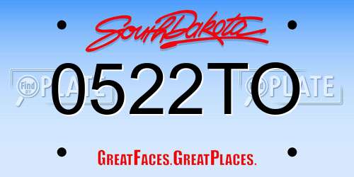 0522TO South Dakota License Plate