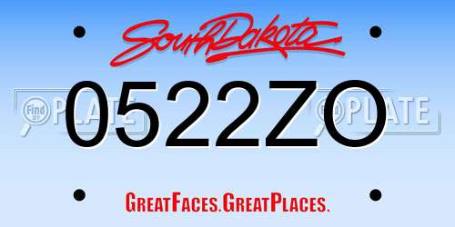 0522ZO South Dakota License Plate