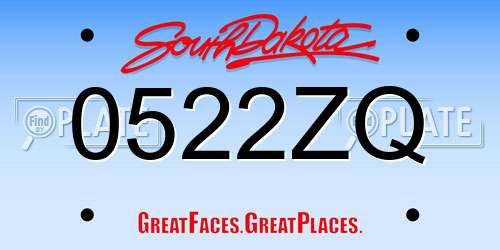 0522ZQ South Dakota License Plate