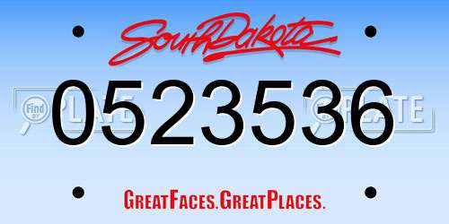 0523536 South Dakota License Plate