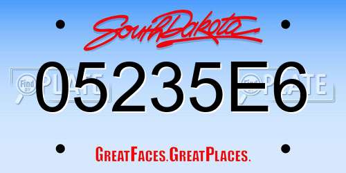 05235E6 South Dakota License Plate